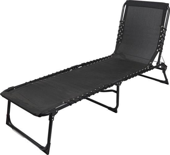 Set van 2 ligbedden zwart - verstelbare ligstoelen - 187 x 56 cm - stalen frame - tuin / zwembad / terras van Urban Living — afbeelding 3