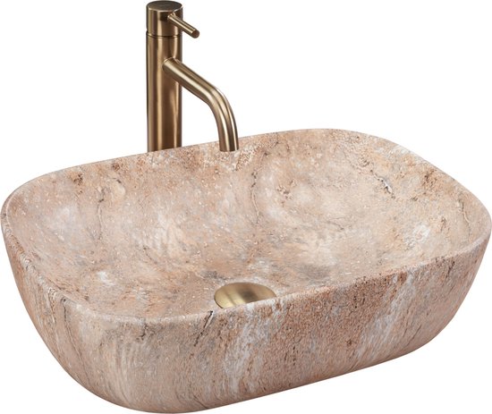 Rea Belinda Savana Lavabo à Poser Imitation Pierre 46,5x33,5 cm