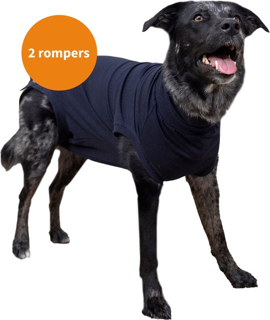 Honden Romper L - 2 stuks - Alternatief voor Hondenkraag en Hondenkap - Beschermt na operatie of ter ondersteuning bij huidziekten, incontinentie of loopsheid - Comfortabele Pasvorm - Ademende Stof