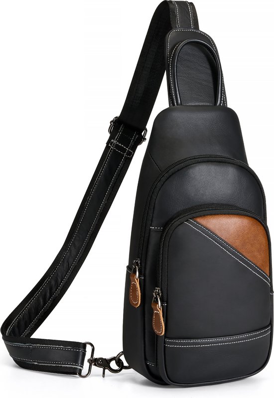 RHYTHMFLAME Sac bandoulière - Sling Bag Cuir - Antivol - Femme - Homme - Zwart