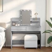 Coiffeuse avec miroir et éclairage - Table de maquillage - Maquillage - Coiffeuse - Avec tiroirs - Grijs