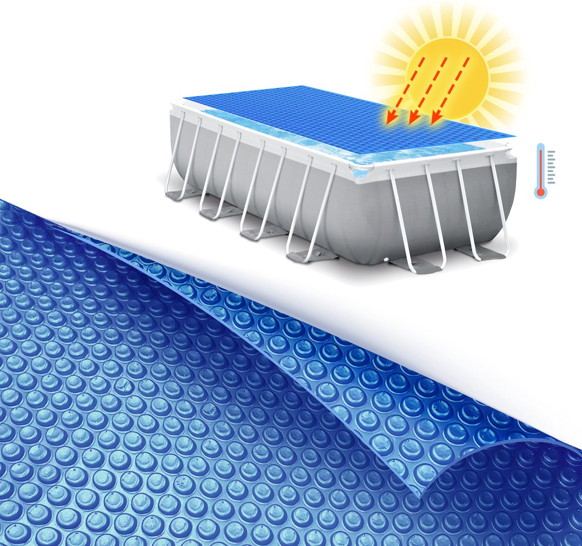 Comfortpool zwembad solarzeil | 549 x 274 cm | verwarmend afdekzeil | verwarmt en isoleert | noppenfolie 160 micron