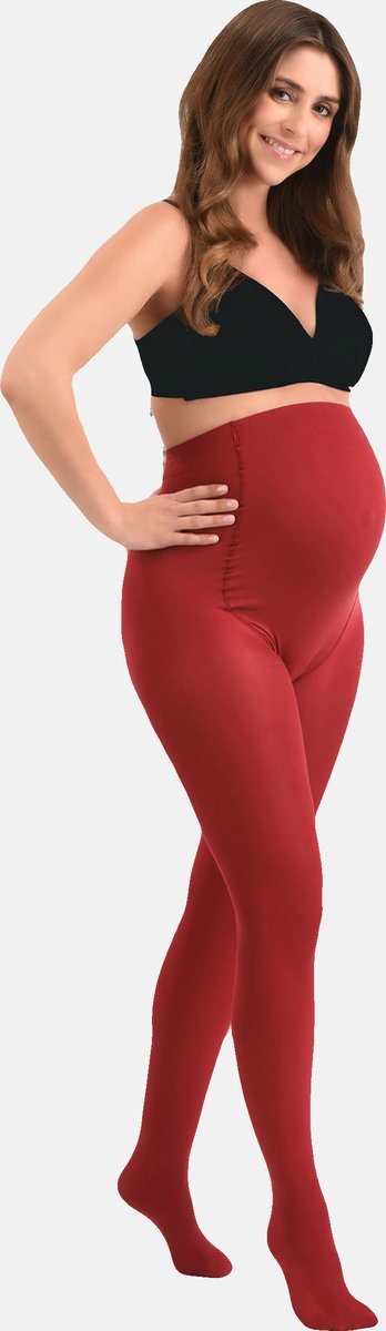 MAMSY Comfortabele Opaque Zwangerschapspanty 60den Rood XL