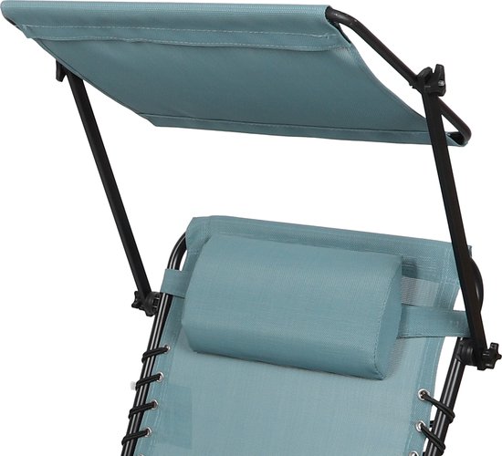 SET X 2 ZONNELOUNGE MET PARASOL EN KUSSEN - BLAUWGRIJS — afbeelding 4