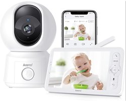 Arenti AINANNY B2 Kit Wifi Baby Monitor - Babyfoon met Camera - Babyfoon met 5 Inch Scherm - Full HD-Resolutie - Slaapliedjes & Temperatuur - Alexa & Google