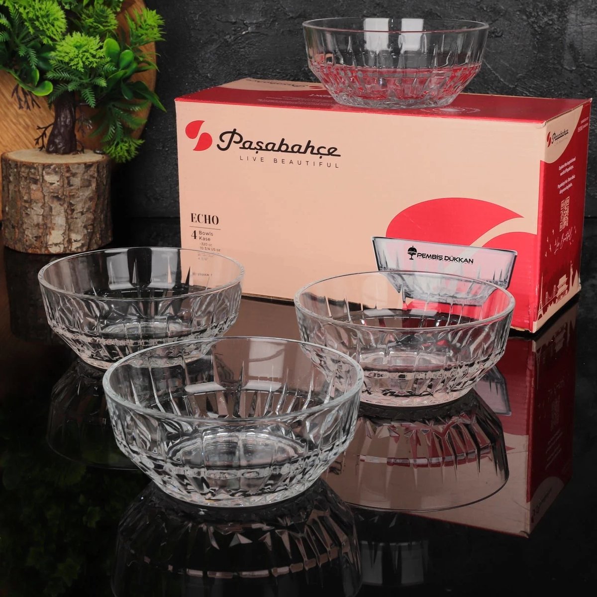 Pasabahce Echo 530144 - Glazen Kommen - Set van 6 - 320 ml