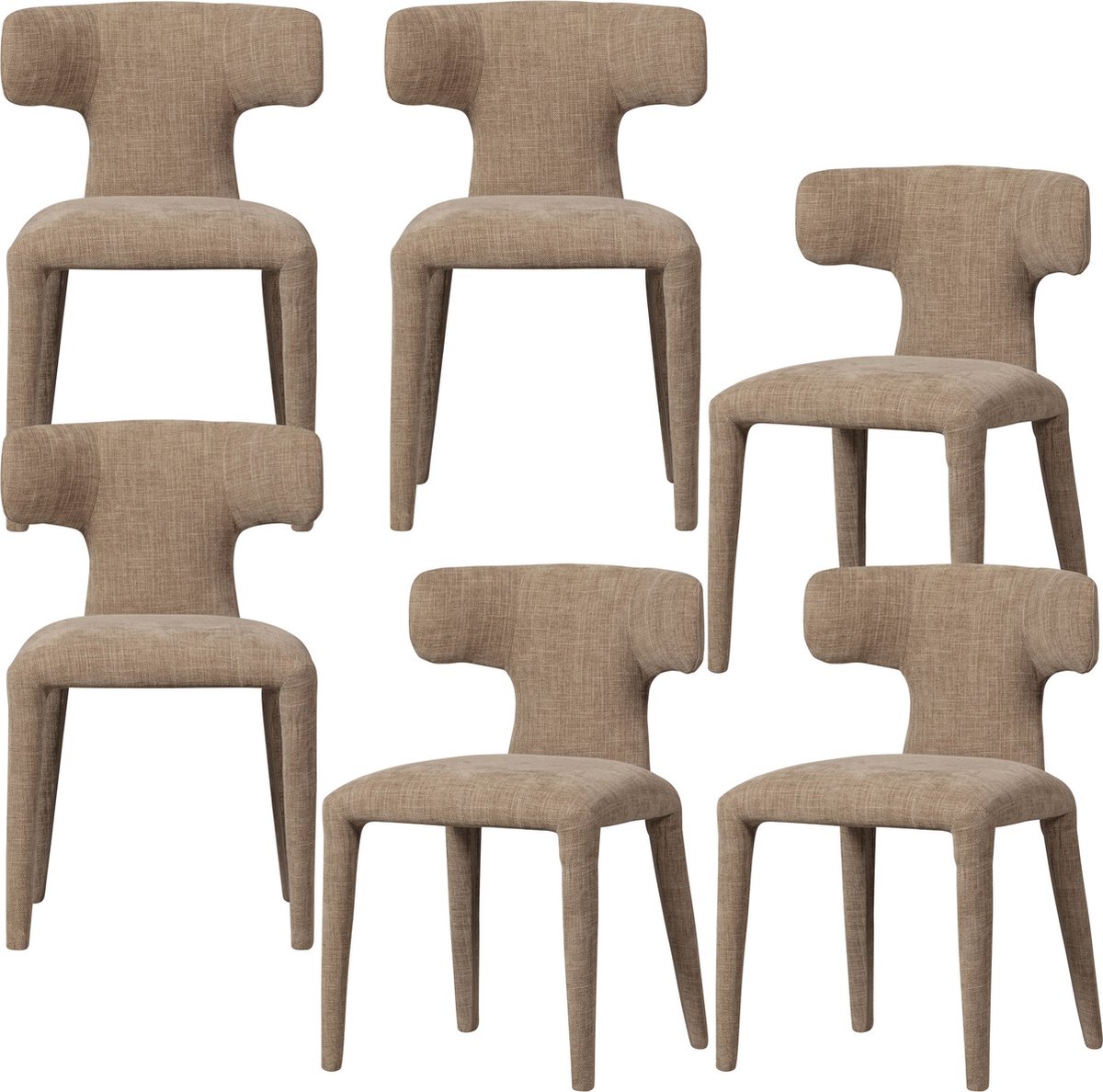 WOOOD Permit Eetkamerstoelen - Polyester - Zand - Set van 6 sand