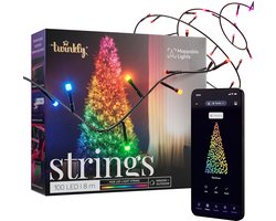 Twinkly Strings Lichtsnoer - 8M - LED - 100LED RGB - Dimbaar - Binnen & Buiten - Bluetooth of Wifi - Werkt met Homekit, Homey, Google Home en Razer Chroma - Zwart