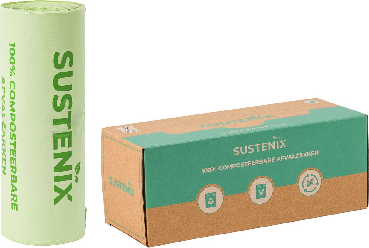 Goedkoopste Biozakken – 2/3 liter – 150 Stuks – Sustenix – Incl. Dispenser - Composteerbare afvalzakjes – Biologisch Afbreekbare Afvalzakken – Vuilniszakken - GFT Afvalzakken – Afbreekbare Afvalzakken – Bio Afvalzakken - 26 x 29 cm