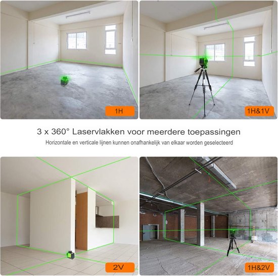 Cross Line Laser 3 X 360 Groene Zelfnivellerende Laser Met cross-line-laser-3-x-360-groene-zelfnivellerende-laser-met