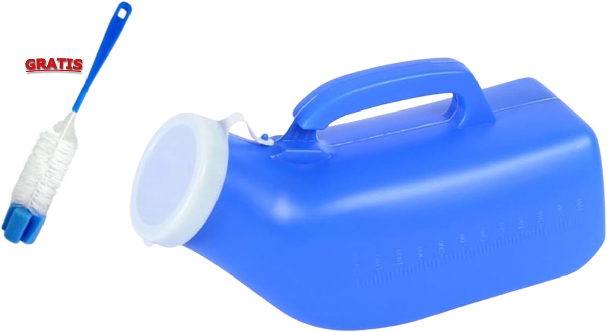 Goedkoopste IBBO® - Urine container - Urinaal - Urinebeker - Plasfles - Plasfles Mannen - Urinaal Mannen - 1200ml - Plas Fles Man - Plas Potje - Blauw - GRATIS schoonmaakborstel