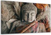 Tableaux Bouddha - Tableaux statues - Décoration murale Fleurs - Tableaux classiques - Toile peinture salon - Décoration bureau toile 150x100 cm