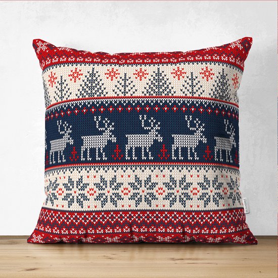 Velvet Kussenhoes - 50x50 cm - Kerst rendieren - Christmas reindeers - Kussenloop- De Groen Home