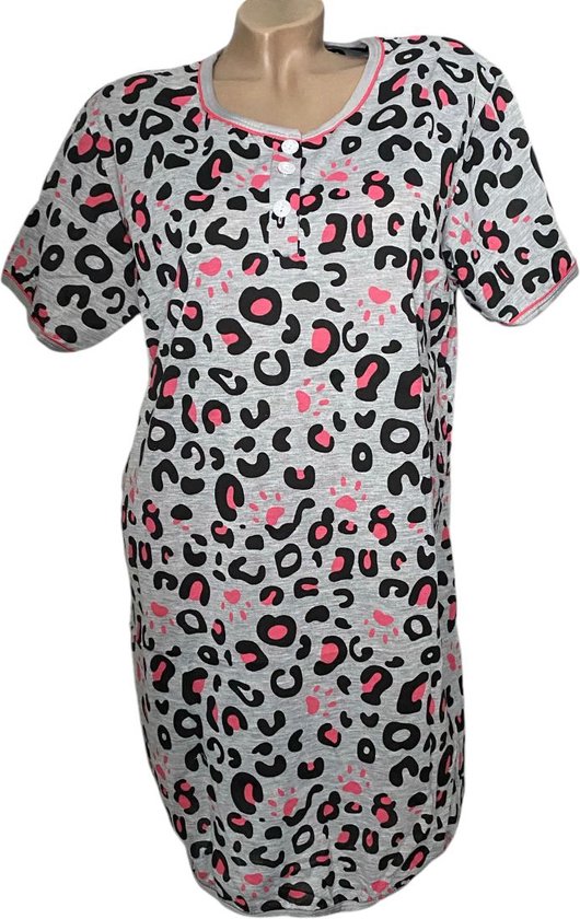 Chemise de nuit femme manches courtes avec imprimé XXL marron / vert