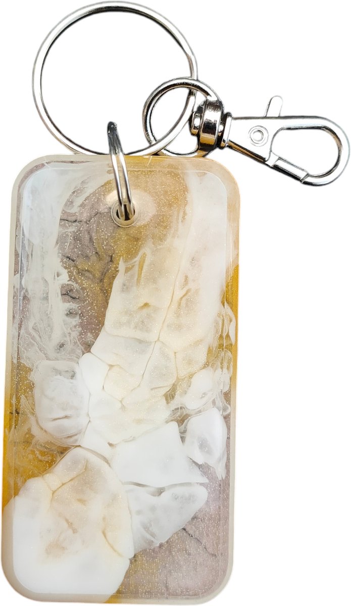 Resin Art JR: Unieke handgemaakte Epoxy Sleutelhanger / Sleuteltag met Karabijnhaak (eventueel te personaliseren)