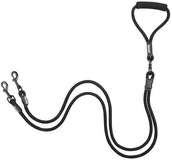 Rebel Petz - Dubbele Verstelbare Hondenriem voor Twee Honden - Met Draaibare sluiting en Zacht Handvat - Small en Large - Large (140 cm lang, Ø 12 mm)