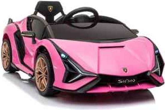 Lamborghini Sian Électrique Enfant 12V - Télécommande 2.4GHz - Roues Gomme - Siège Cuir - Portes Papillon - 2 Moteurs - Rose - 1-4 Ans