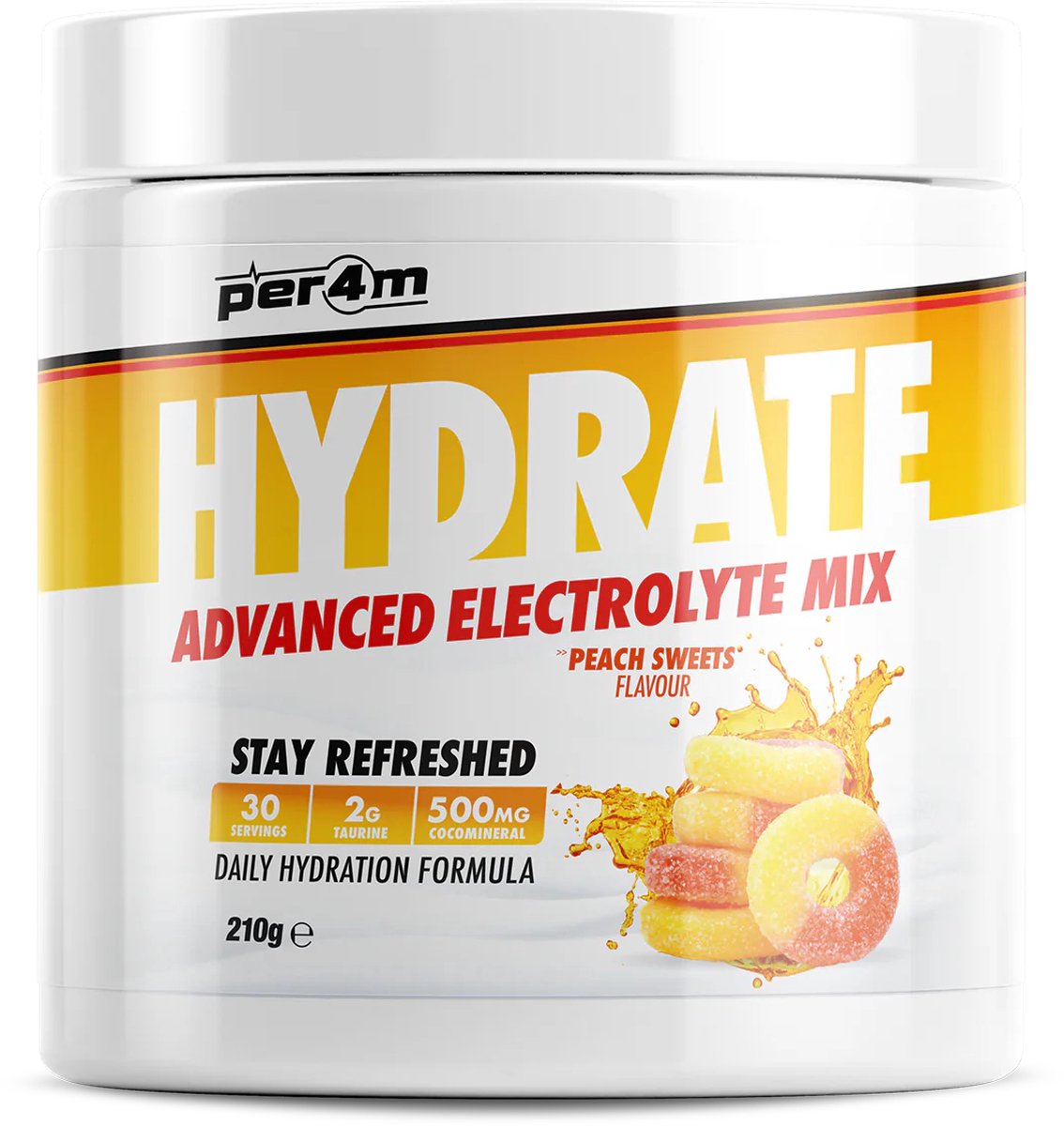 Goedkoopste Per4m - Hydrate - Advanced Electrolyte Mix - Peach Sweets - 30 servings - Elektrolyten - Electrolytes - Elektrolyten poeder - Sportdrank - Sportdrank poeder - Taurine