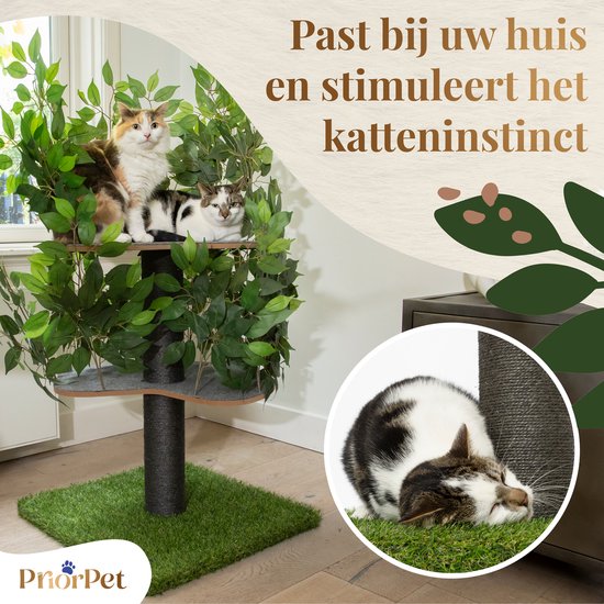 Arbre à chat à feuilles interchangeables - Griffoir breveté pour que les chats puissent grimper, se cacher et dormir - Poteaux griffoirs multi-niveaux - 120 cm Vert