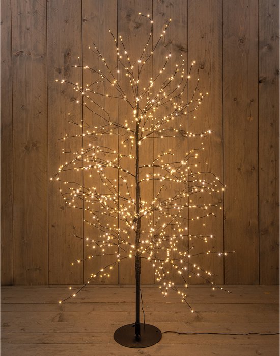 Anna's Collection Lichtboom - zwart - 150 cm - metaal - 1000 leds - warm wit - kerstboom