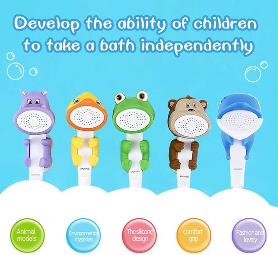 Douchekop kikker voor kinderen - cartoon waterstroom sproeidouche baby handdouche - bad accessoires bad kinderen - douche bevestiging - slang - schakelventiel van KrocoDocche — afbeelding 3