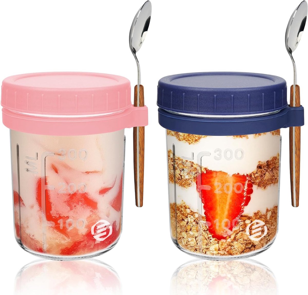 Equivera Overnight Oats Potjes - Muesli Beker - Mason Jar - Havermout - Set - Must have voor jouw ontbijt