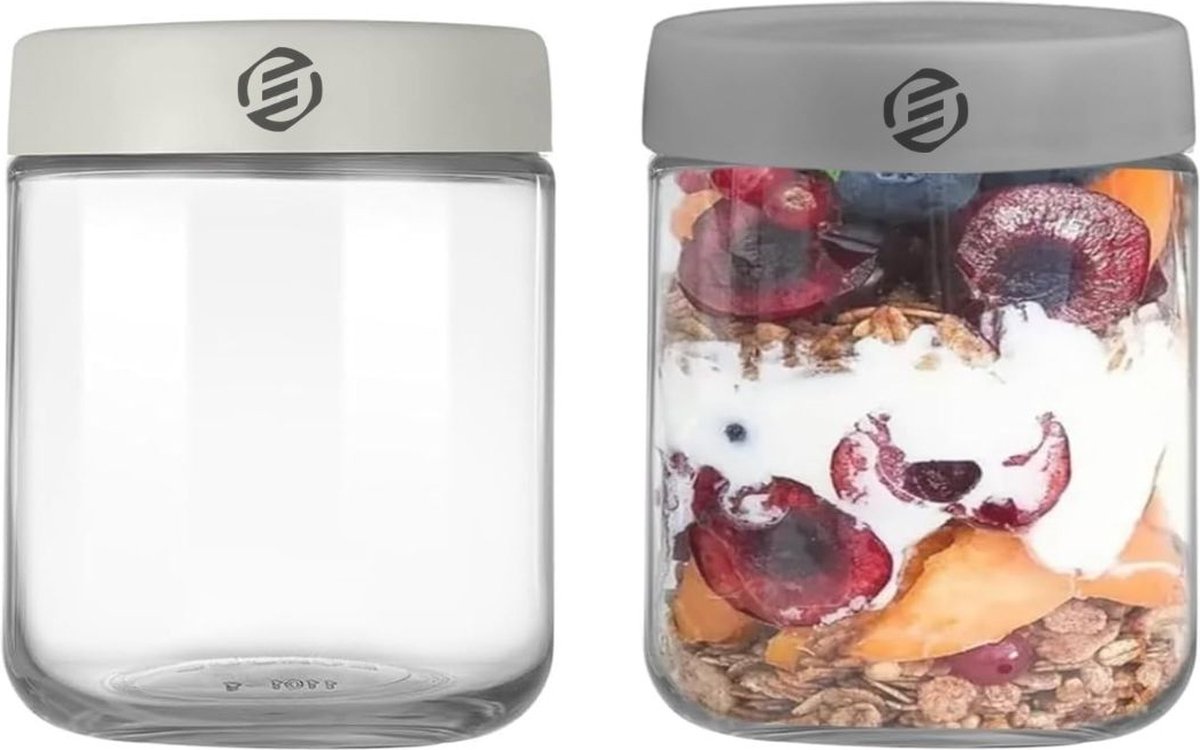 Equivera Overnight Oats Potjes - Muesli Beker - Mason Jar - Havermout - Set - Must have voor jouw ontbijt