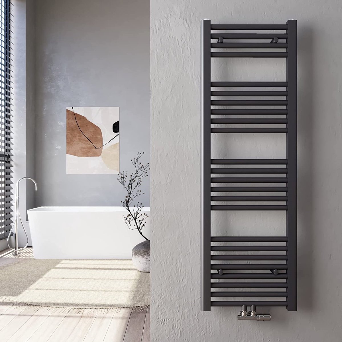 THERMLAND Handdoekradiator, Standaard, 40x180 cm, ANTRACIET, Radiator, Handdoekrek, Badkamerradiator, Verwarming Badkamer, Handdoekrek Radiator, Badkamerverwarming, Badkamer Radiator,