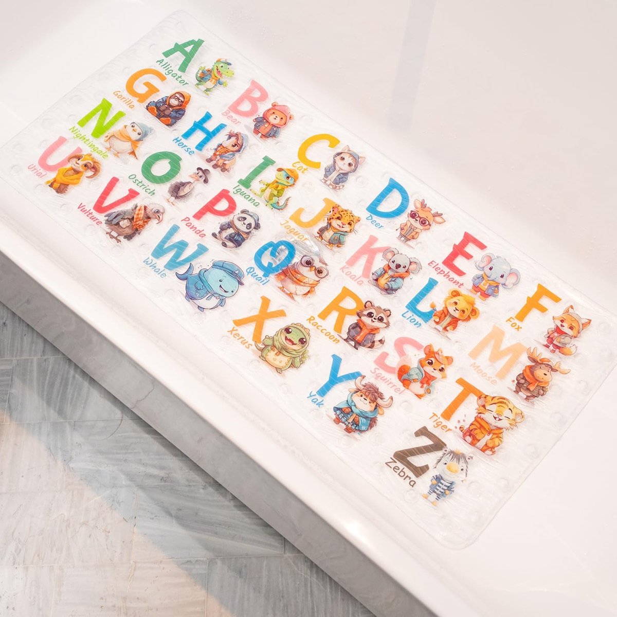 Goedkoopste Inovra ® Veilig en Speels Anti-Slip Kinderbadmat met Leuke Dierenmotieven, 86 x 39 cm