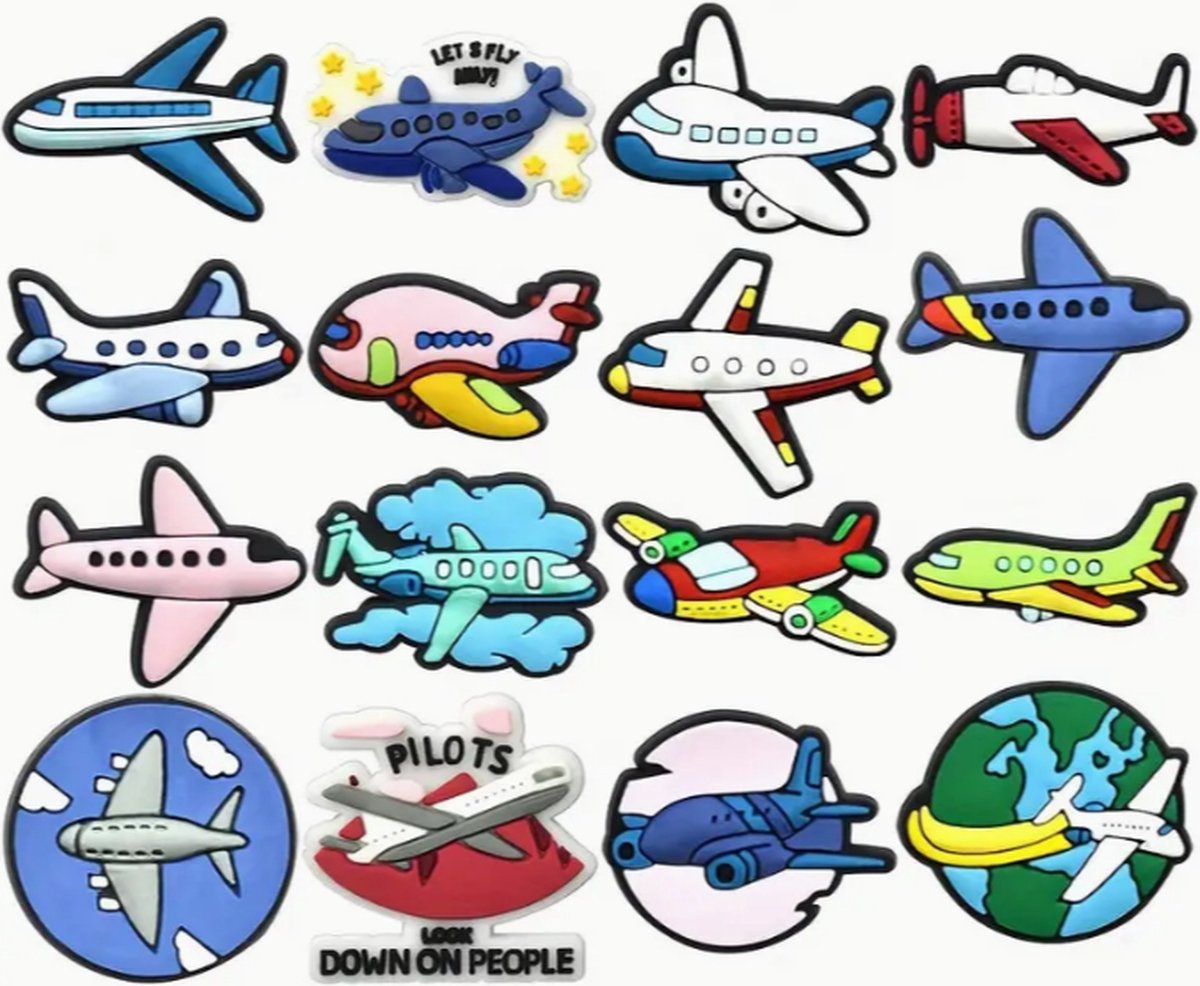 Schoen pins vliegtuigen - schoen charms vliegtuig - vliegtuigen pins - klomp accessoires - ook geschikt voor crocs
