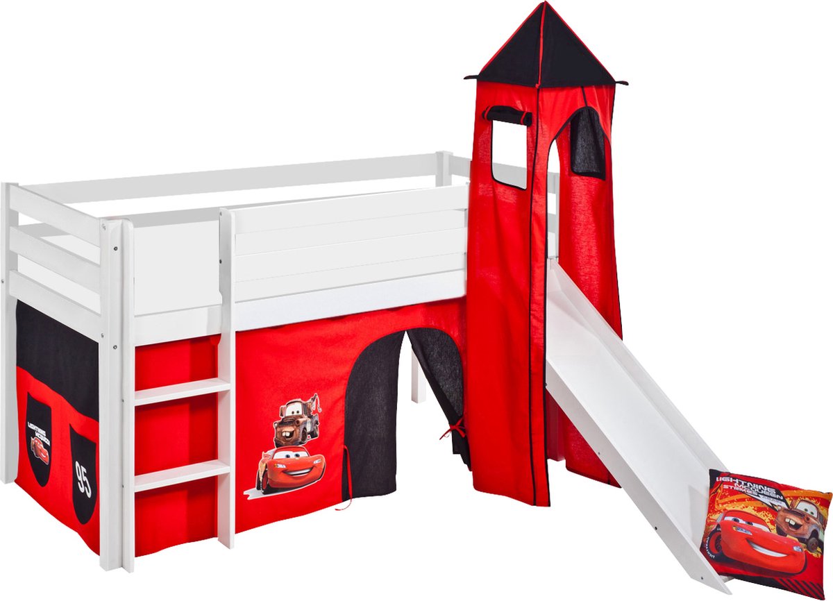 Maxbedden Halfhoogslaper JELLE Disney Cars met toren Wit