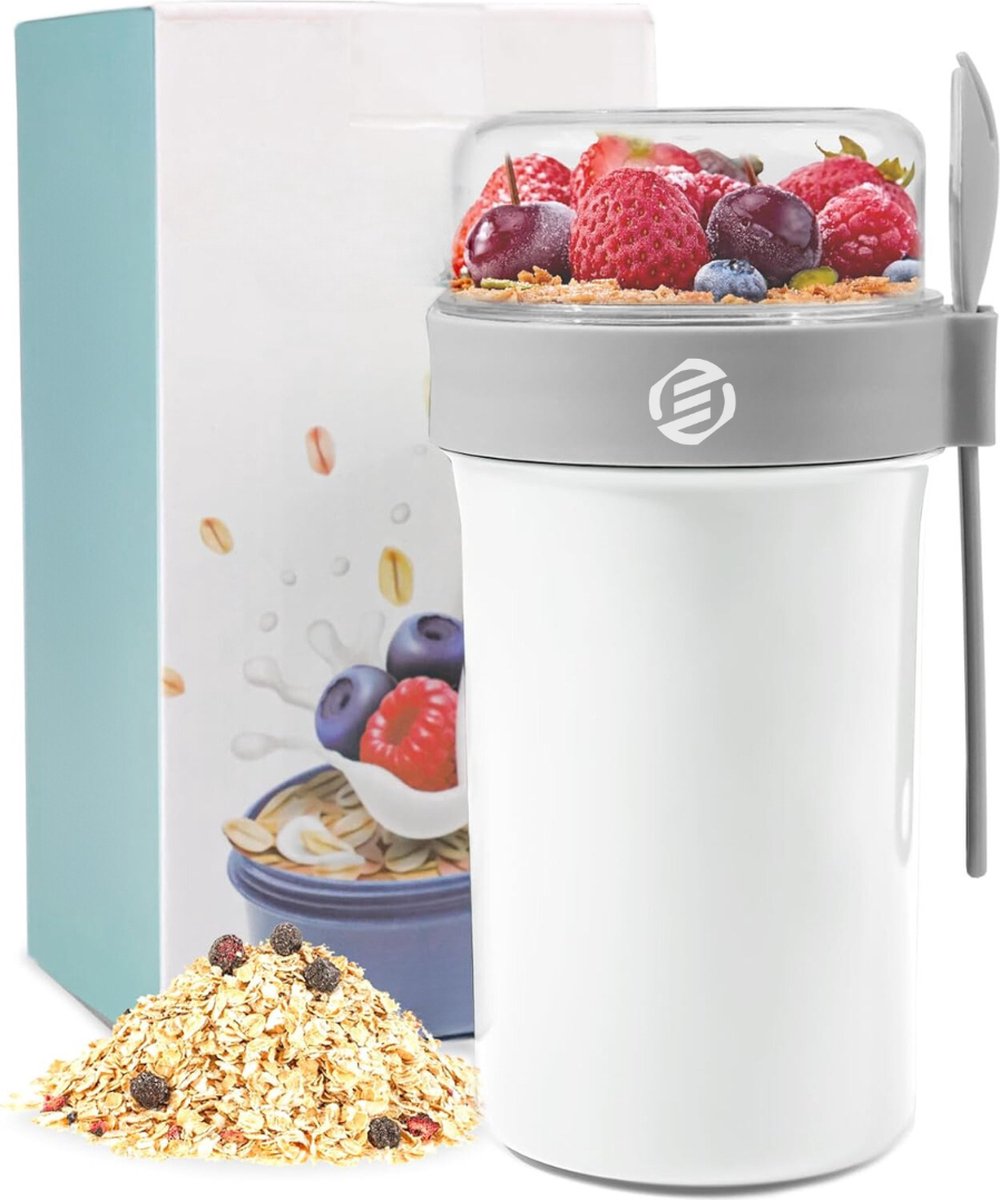 Equivera Overnight Oats Potjes - Muesli Beker - Mason Jar - Havermout - Set - Must have voor jouw ontbijt