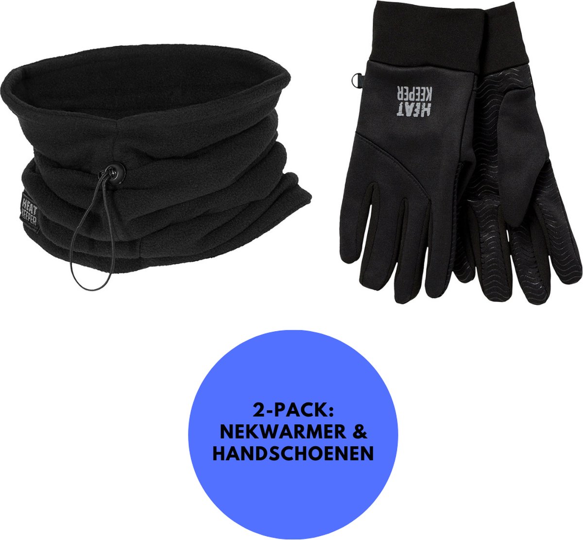 Heatkeeper -Thermo set unisex Nekwarmer/Handschoenen – Thermo accessoires Zwart