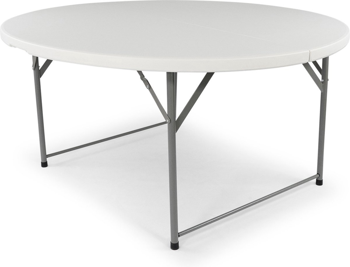 Sannaila Inklapbare Tafel rond – Vouwtafel - Klaptafel - Plooitafel - Opvouwbare ronde tuin tafel - 122x74 cm - Wit