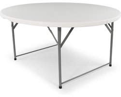 Sannaila Inklapbare Tafel rond – Vouwtafel - Klaptafel - Plooitafel - Opvouwbare ronde tuin tafel - 122x74 cm - Wit