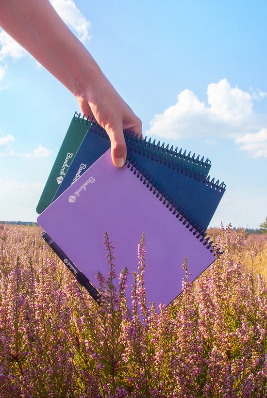 Bambook Colourful Cahier Effaçable - Bleu foncé (Navy) - A5 - Vierge & Ligné - Avec 1 feutre gratuit