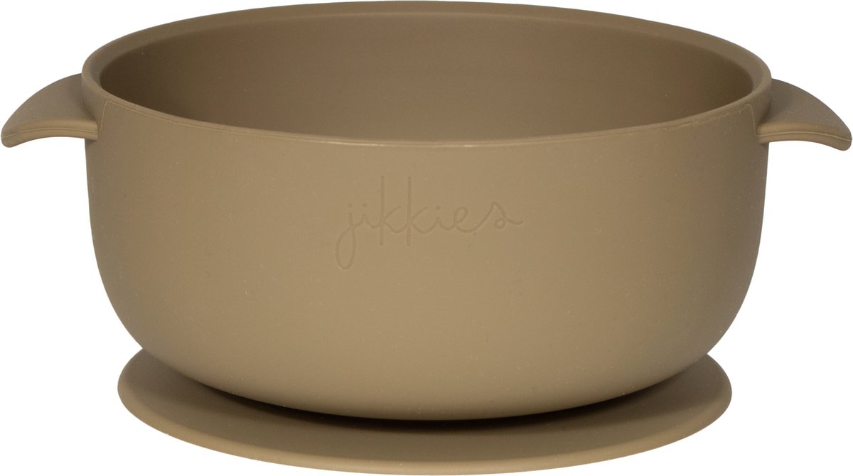 Jikkies Siliconen Kom - Anti Slip - Kommetje - Met Zuignap - Olijf Groen - Veilig - Praktische Kom voor Baby’s en Peuters - Voldoet aan EN-normen - Magnetron & Vaatwasser bestendig