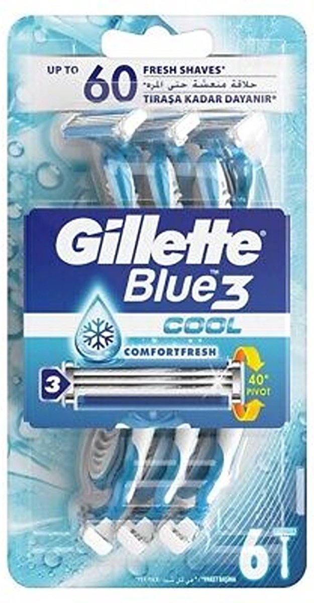 Gillette Blue 3 Wegwerpmesjes Cool - 6x6 Stuks - Voordeelverpakking