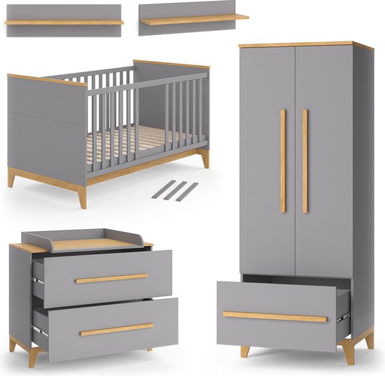 Vitalispa Malia Kinderkamer set – Set van 4 Grijs Set van 4