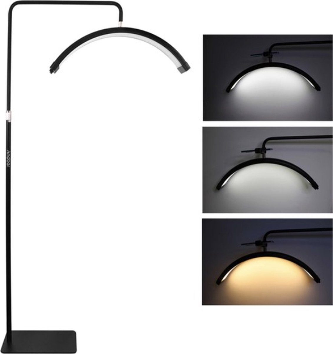 Dimbare LED Vloerlamp Wimperlicht Halve Maan Licht 40W 181cm Hoogte Zwart P 010795265849