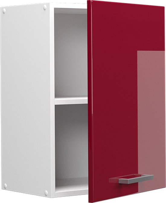 Vicco Armoire suspendue universelle R- Line, Rouge bordeaux brillant/ Wit, 45 cm avec porte