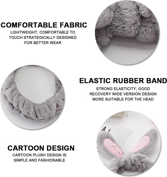 Leuke Kat Oren Hoofdband Haar Slijtage Make-up Douche Gezicht Wassen Haarband, Grijs, Eén maat