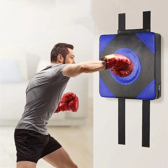 Foto: Stootkussen muur 40x40cm bokskussen muur verstelbare hoogte kunstleer stootkussen boksen boxing boxing pad boxing target thuisgym homegym wall mount boxing pad taekwondo kick pad boxing training equipment blauw blue 