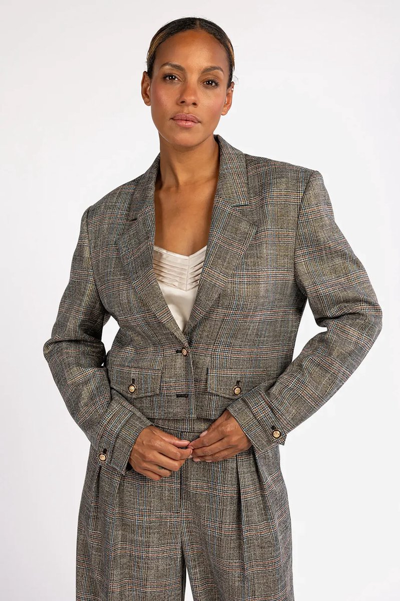 AAIKO Ines Tweed Pes 540 Blazers Dames - Zwart - Maat L