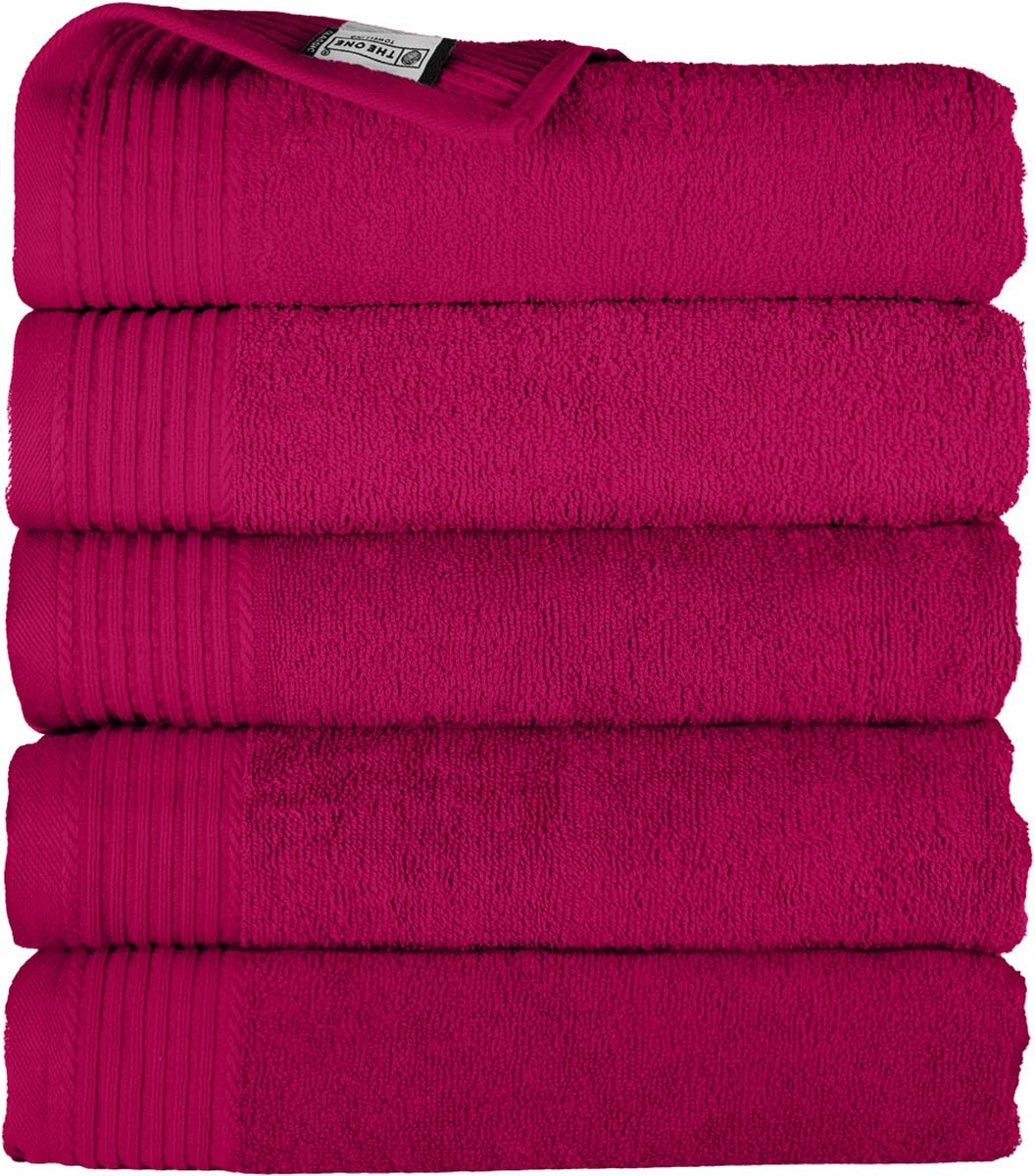 The One Towelling Hotelkwaliteit Handdoeken Set - 5 Stuks - 50 x 100 cm - 450 g/m2 - 100% Katoen - Zacht en Absorberend - Magenta