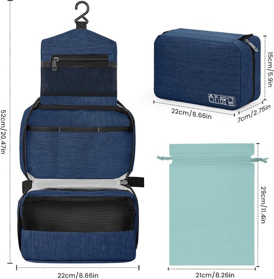 Inovra ® Trousse de toilette spacieuse pour femmes et hommes - Trousse de maquillage de voyage avec option de suspension et sacs Extra