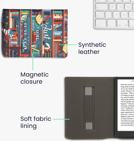 kwmobile e-reader hoesje geschikt voor Pocketbook InkPad 4 / Color 3 / Color 2 / Vivlio InkPad 4 / InkPad Color 3 hoes - E reader flip case met magneetsluiting - Ereader cover - bibliotheek design in meerkleurig van Merkloos — afbeelding 4