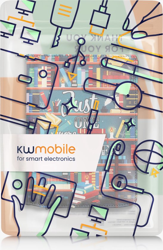 kwmobile e-reader hoesje geschikt voor Pocketbook InkPad 4 / Color 3 / Color 2 / Vivlio InkPad 4 / InkPad Color 3 hoes - E reader flip case met magneetsluiting - Ereader cover - bibliotheek design in meerkleurig van Merkloos — afbeelding 3