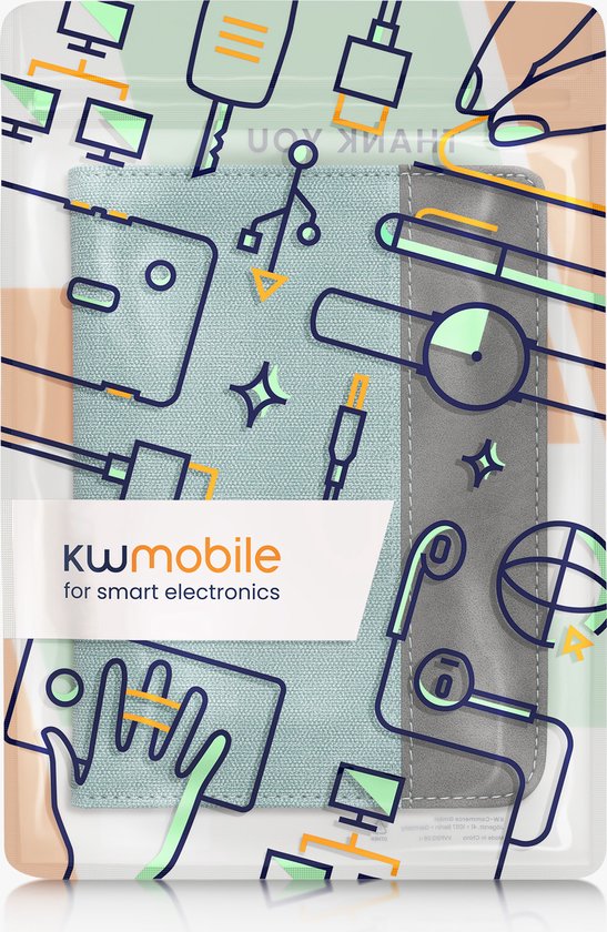 kwmobile flip cover voor e-reader - geschikt voor Kobo Clara BW / Colour - Van imitatieleer en -suède - In mintgroen / donkergrijs van kwmobile — afbeelding 4