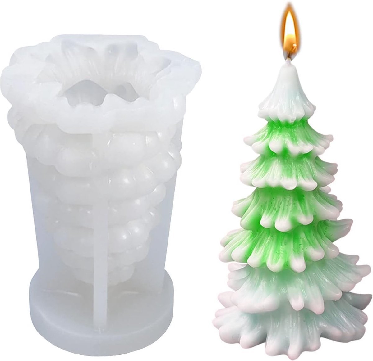 Kaarsmal Siliconen Mal Kerstkaarsvormen Naaldboom DIY 3D Kerstboom voor Het Maken van Kaarsen Doe-Het-Zelf Ambachtelijke Harsvorm voor Geurkaarsen Zeep Snoep Chocolade Kerstcadeaus